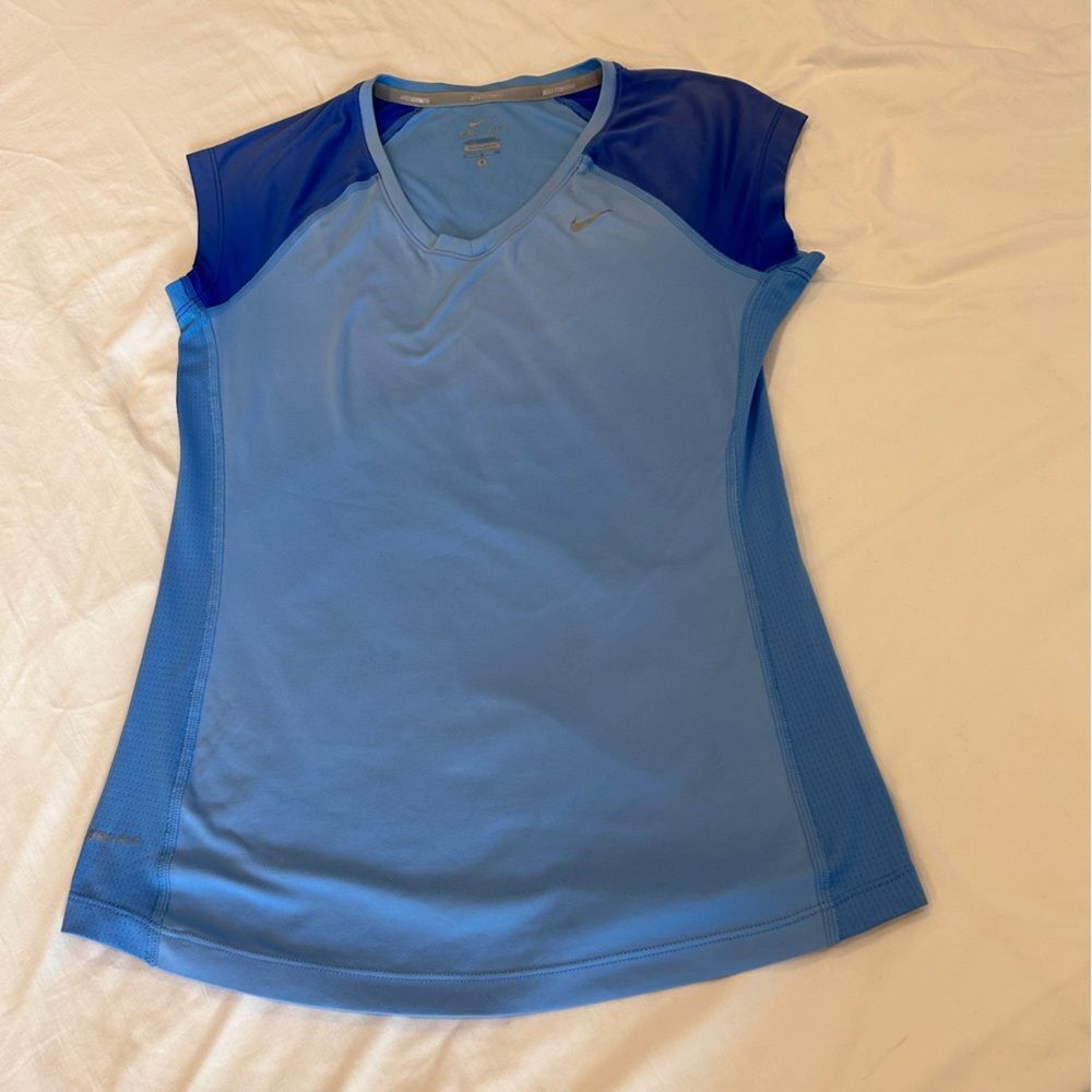 Nike Running Dri Fit Tee for Women V-Neck Blue Size Small